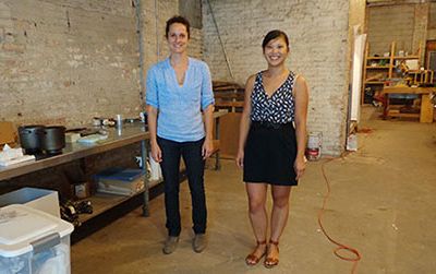 Caroline Linder (left) and Lisa Smith of ODLCO at their new (semi-finished) space in Chicago.
