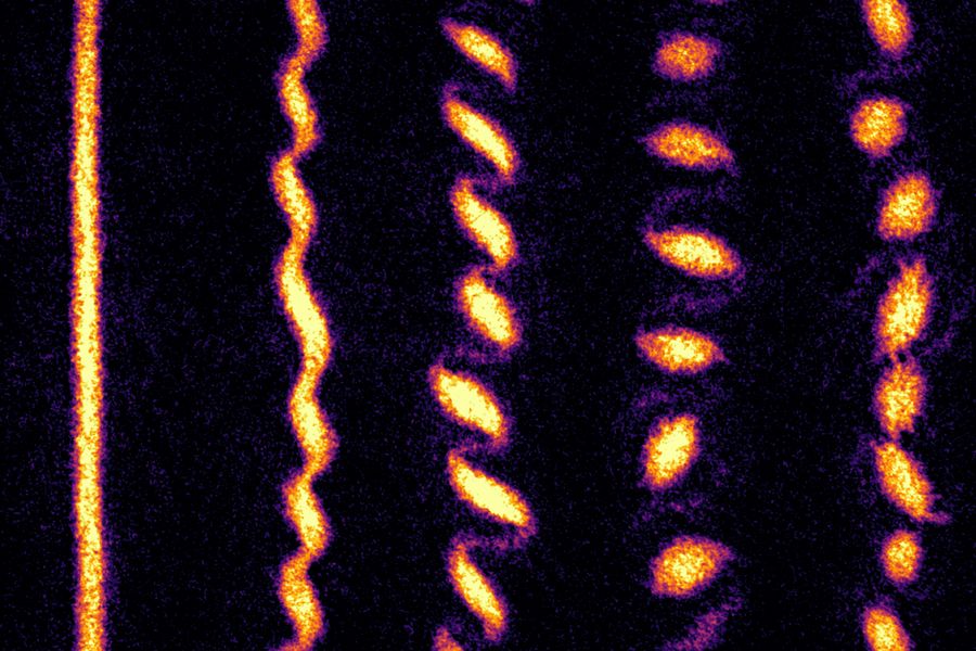 An image of spinning sodium atoms entering a state of quantum physics after first being in a state of classical physics