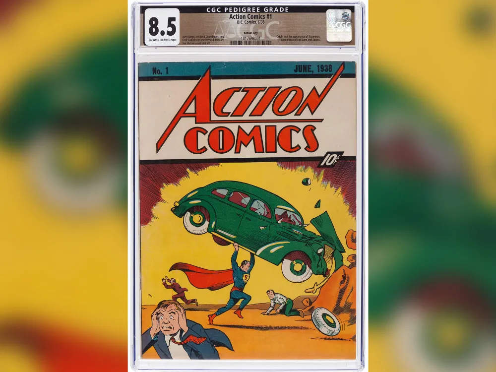 The cover of a comic book featuring Superman