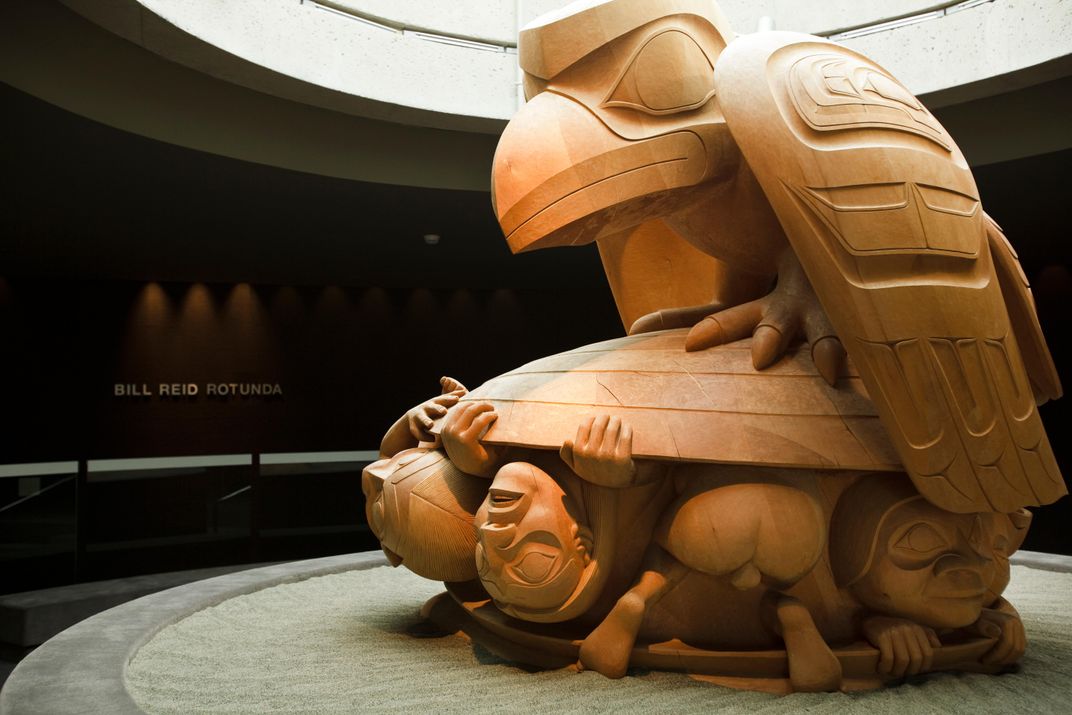 Sculpture by noted artist Bill Reid, Museum of Anthropology, Vancouver. Credit: Museum of Anthropology