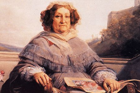 A portrait of Barbe-Nicole Ponsardin Clicquot and her granddaughter