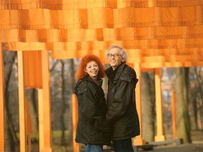 Christo and Jeanne-Claude, pictured in 2005 near their installation The Gates in New York's Central Park. Christo and Jeanne-Claude