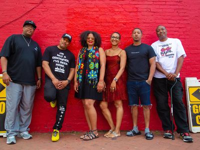 A team from Howard University’s Department of Communication, Culture and Media Studies and the Smithsonian Folklife Festival recorded voices from the #DontMuteDC movement on June 6: (L to R) Donald Campbell, Ron Moten, Dr. Natalie Hopkinson, Dr. Brandi Summers, Tone P, Nico Hobson. 