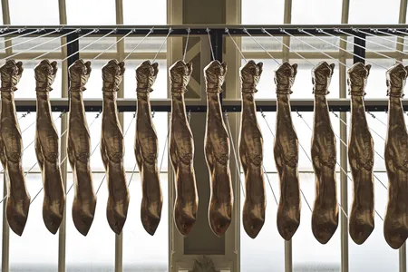 Bridge, Glenn Kaino,&nbsp;fiberglass, steel, wire and gold paint,&nbsp;2013-2014