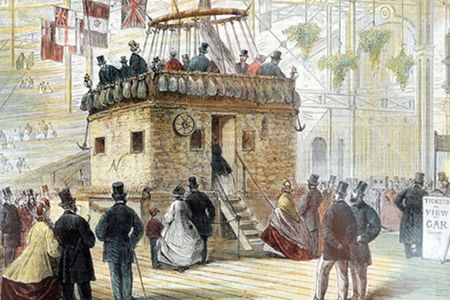 Three times larger than a standard balloon, Nadar's Géant featured a two-story gondola. Visitors flocked to see it on display at London’s Crystal Garden in 1863.