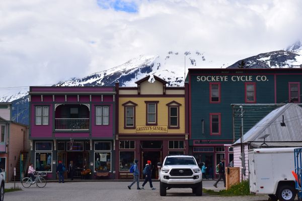 Colorful storefronts in Skagway, Alaska. thumbnail