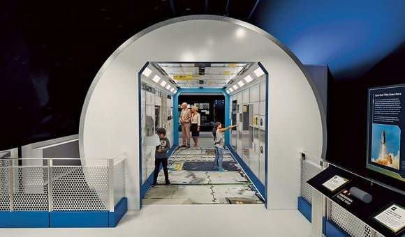 An artist’s rendering of the upcoming “At Home in Space” exhibition
