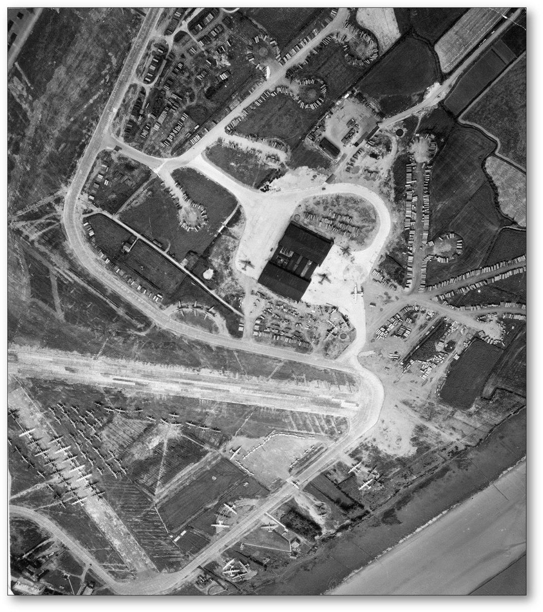 A January 1945 aerial view of Base Air Depot 2 in Warton