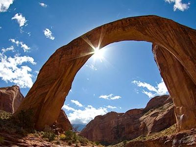Rainbow Bridge is a massive natural rock formation almost 300 feet high from the base, with a span of 275 feet that is 42 feet thick at the top.
