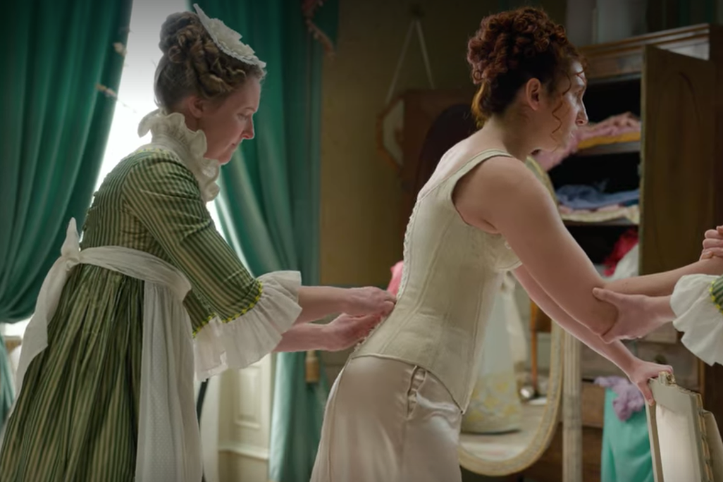 Corset scene in 'Bridgerton'