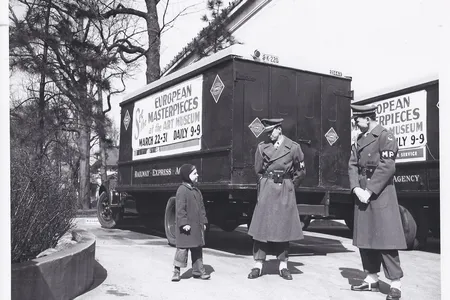 A young boy talks to U.S. Army military police as the exhibit visited Toledo, Ohio.