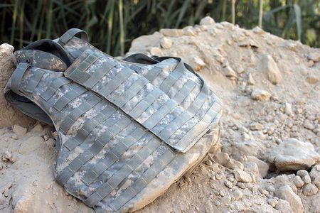A U.S. government-issue IBA (Interceptor Body Armor) bulletproof vest used by U.S. Forces in Iraq