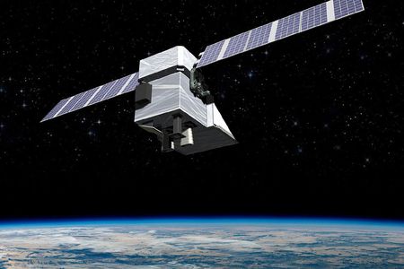 An artist&rsquo;s redendering of MethaneSAT, a satellite that will be launched this year and will be able to find leaks of the greenhouse gas.