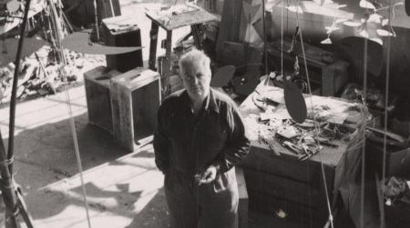 Sculptor Alexander Calder in his studio