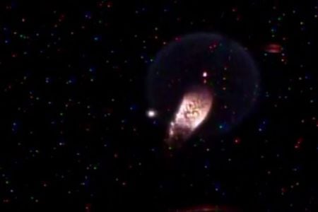Screenshot of fire burning in space.