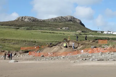 View of the dig site in Pembrokeshire, Wales