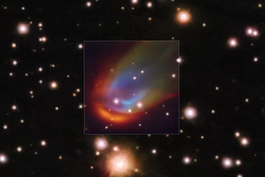 colors floating around what appears to be a star