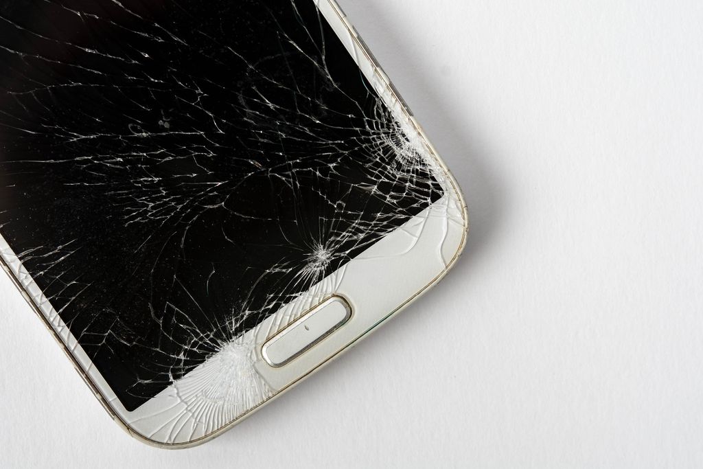 a shattered smartphone