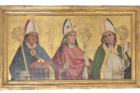 The front of the newly returned altar panel features St. Nicholas of Bari, St. James of Tarentaise and St. Germanus of Paris.