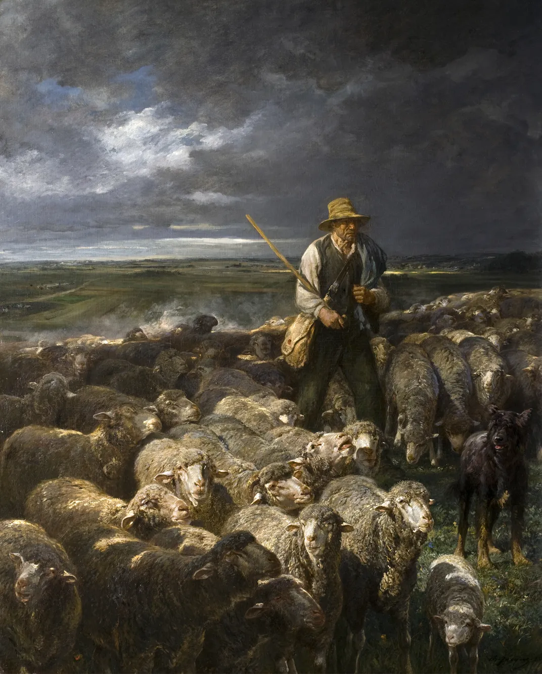 Charles-Émile Jacque, The Shepherd and his Flock, 1880, Oil on canvas