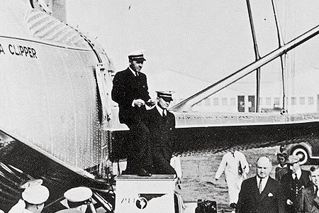 Thousands watched the China Clipper as it set off on the first trans-Pacific airmail flight on November 22, 1935.