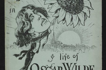 Chas. Kendrick made this caricature of Oscar Wilde and sunflower. 