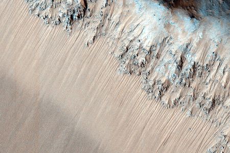 Recurring Slope Lineae in Juventae Chasma, a giant box canyon on Mars.