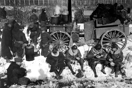 An American infantry camp in Siberia, Russia, December 1918