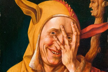 Portrait of a Jester looking through his fingers, circa 1548