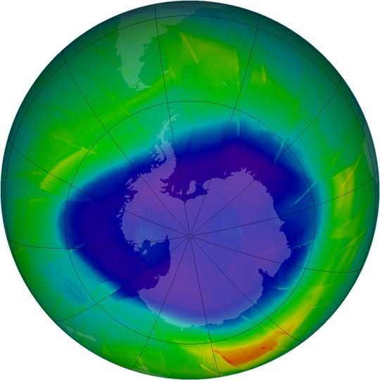 Purple area over Antarctica