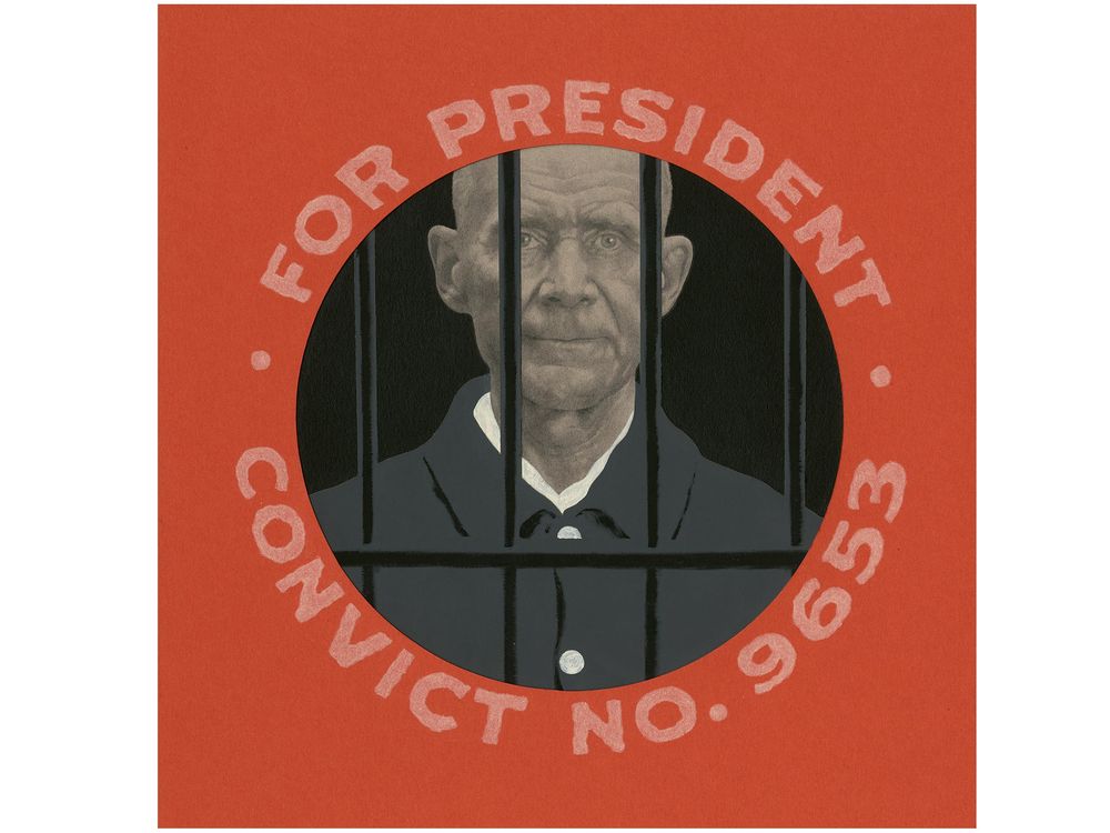 Eugene V. Debs behind bars illustration