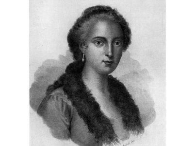 A posthumous engraving of Maria Agnesi from 1836.