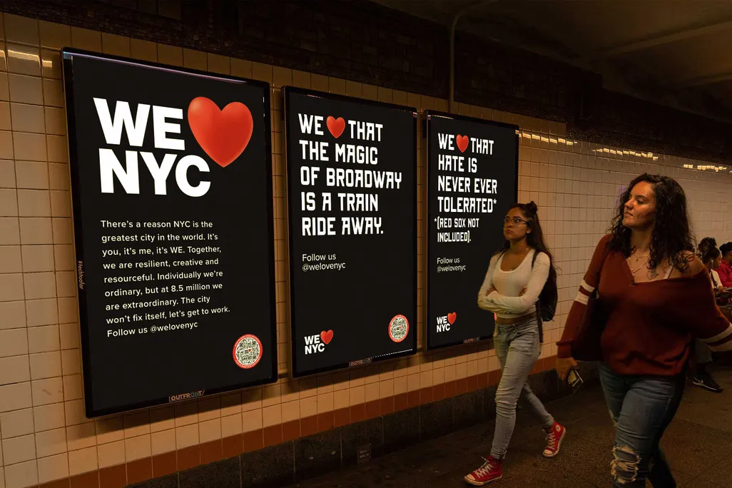 The new logo on a poster