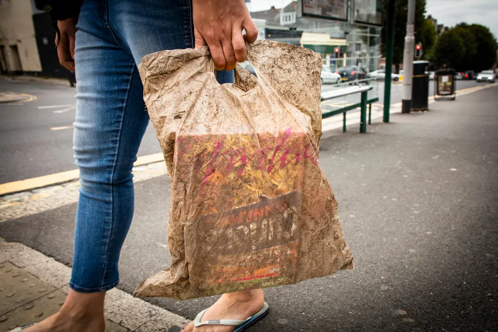 A plastic bag submerged in soil for three years could still hold a full load of shopping (Picture Lloyd Russell, University of Plymouth).jpg