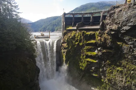 The Glines Canyon Dam on the Elwha River, shown here in 2012