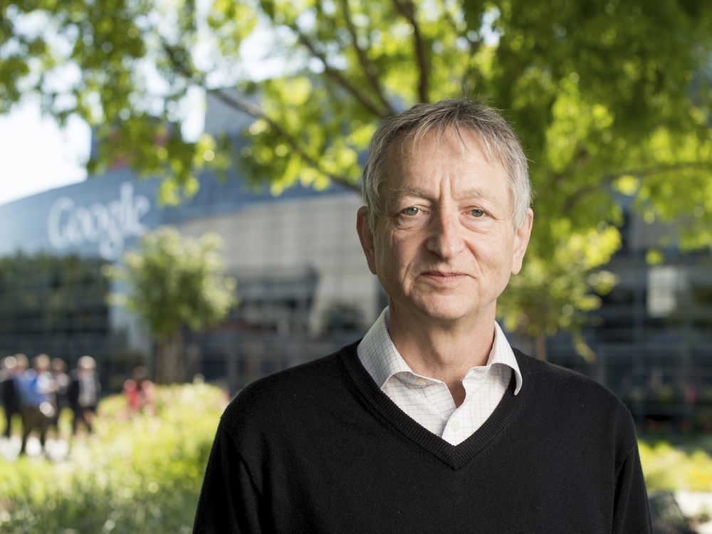 Geoffrey Hinton outside Google