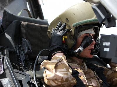 An Apache helicopter pilot with the U.K. Army Air Corps in Afghanistan, May 2009.