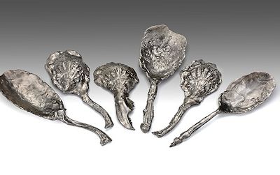 Jeffrey Clancy’s misshapen spoons convey an uneasiness characterizing much of the work at the Renwick’s “40 Under 40″ exhibit opening Friday. Collection of Curious Spoons, 2010.