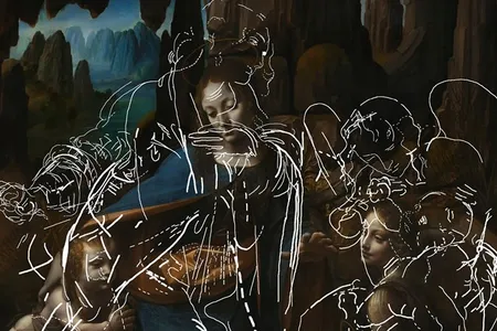 The underlying sketches found beneath The Virgin of the Rocks