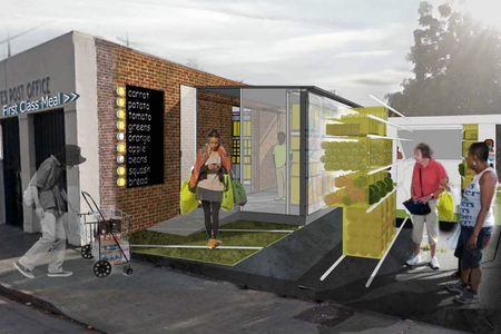 A post office converted into a food share station