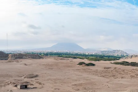 View of Trujillo between mountains and desert In Peru