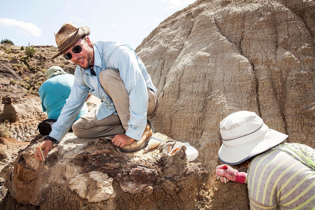Tyler Lyson at the site for the Hadrosaur femur