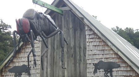 This oversized replica reminds passersby that sandflies could be a lot nastier than they are.
