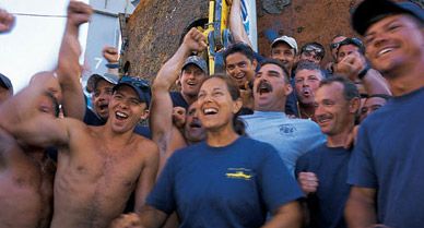After 41 days of grueling, round-the-clock diving, Cmdr. Bobbie Scholley and her dive team celebrated the turret's recovery.