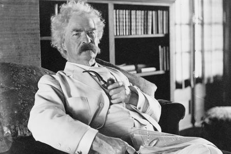 A much older Samuel Clemens, perhaps pondering his next invention.