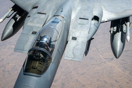 An F-15C flies over Iraq in August 2020.