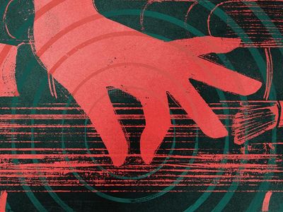hand pinching book illustration
