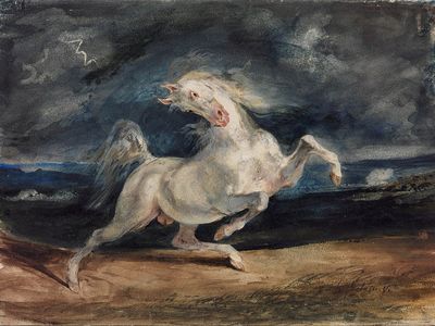 Eugene Delacroix - Horse Frightened by Lightning