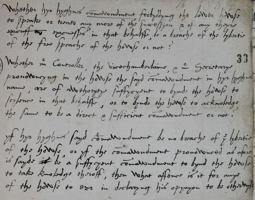 Paul Wentworth’s November 1566 questions on parliamentary privilege