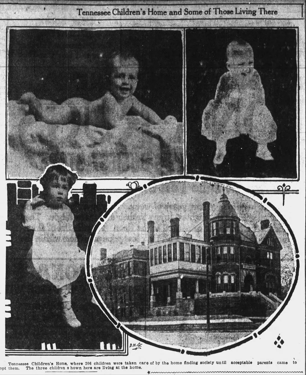 Photos from a 1924 newspaper article about the Tennessee Children's Home Society